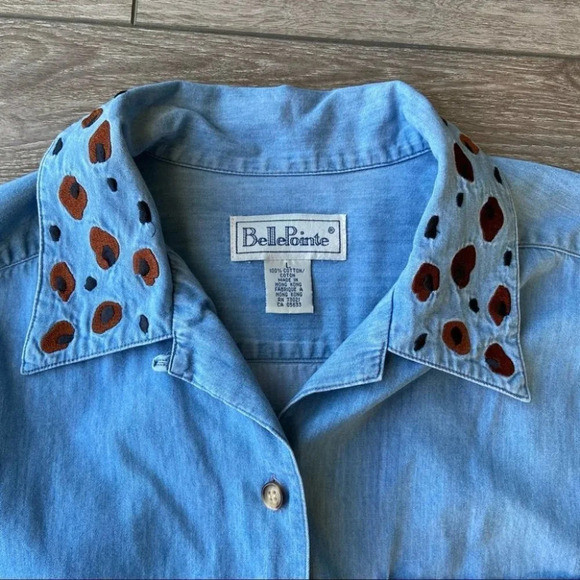 Vintage BellePointe Embroidery Denim Button Shirt - Picture 7 of 15